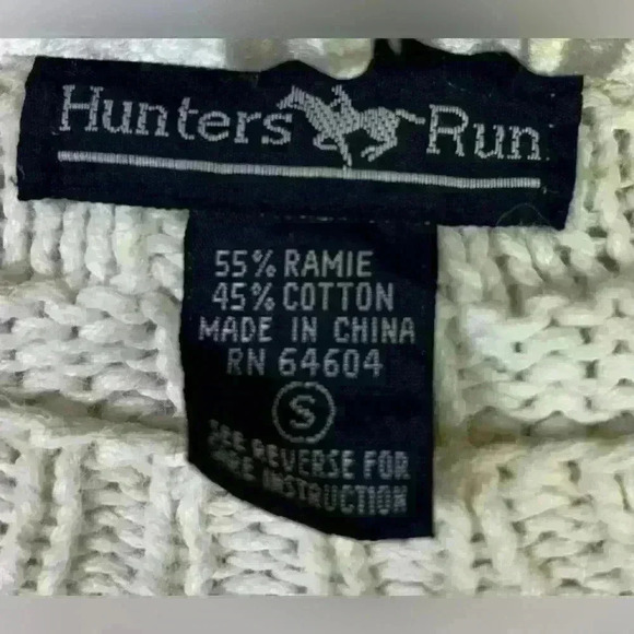 Vintage 1980’s Hunters Run Women’s Small Ivory Floral Design Chunky Sweater - Picture 4 of 5